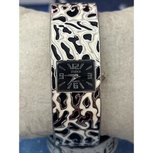 Studio Time Black And White Tone Women’s Quartz Cuff Watch